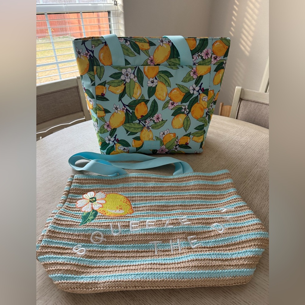 Vera Bradley “Squeeze the Day” Lemon Grove Beach Bag & Insulated Cooler Tote Set